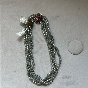 Carolee Silver and Red Necklace with Elegant Design